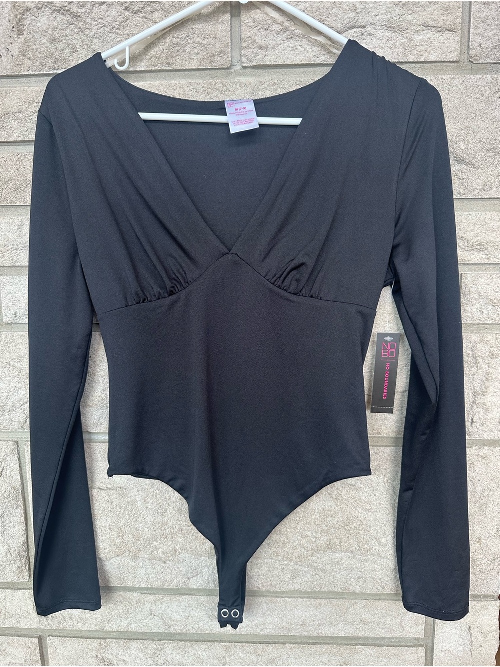 No Boundaries NWT Black Long-Sleeve V-Neck Bodysuit